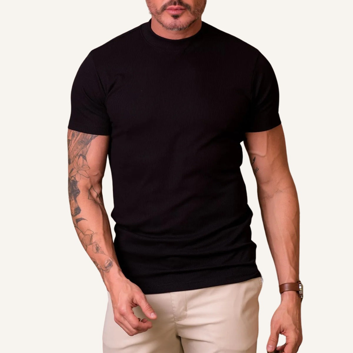 T-shirt Clarence Men’s Ribbed High Collar